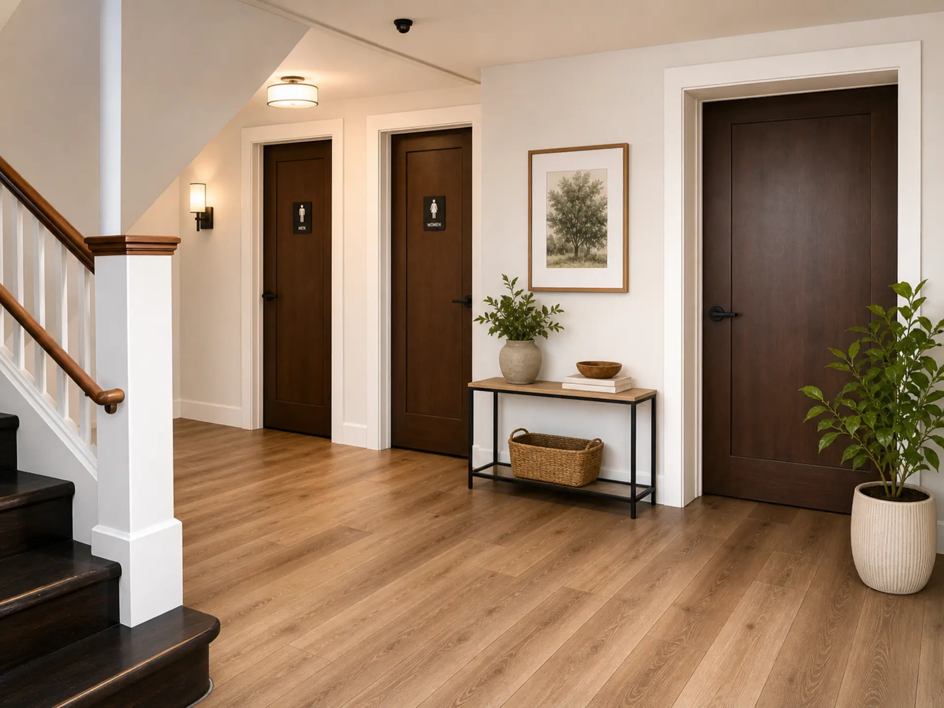 Virtually staged bathroom corridor concept