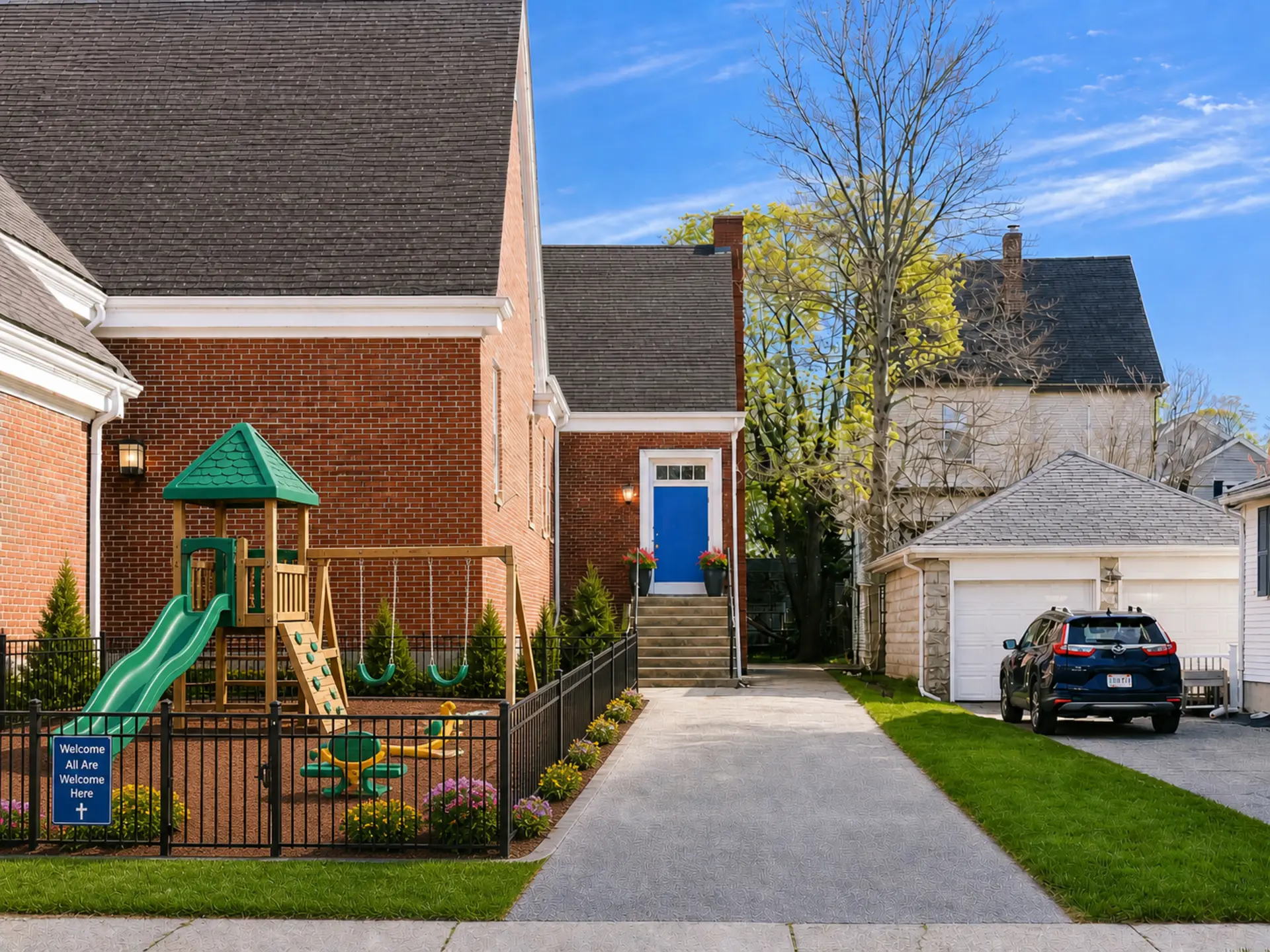 Virtually staged exterior play area concept